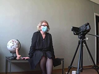 mature pawg teacher demos anal-vaginal in anatomy vid