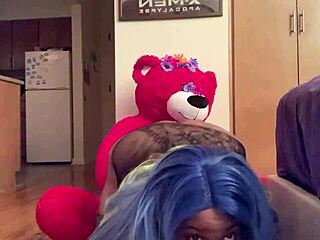 ebony babe dances lapdance on black teddy reality style