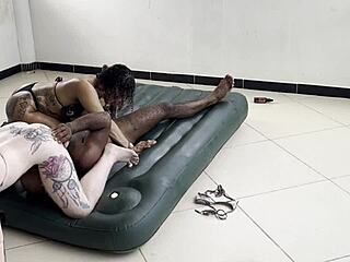 after hot sex he bathes the bbw milf and her big black cock lover in creamy creampie
