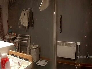 Stepmom sneaks into bathroom watching stepson jerk his cock