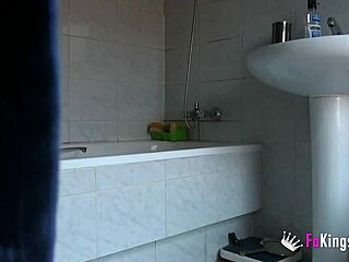 spying on sister fingering shower then drilling pussy with rubber dildo