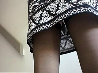 Ali Teases in Black Lingerie Upskirt