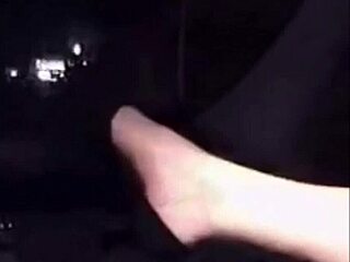 busty milf fingers pussy while driving her car