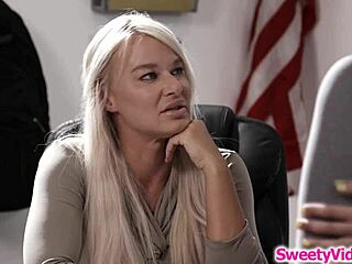 busty lesbian teacher licks eager student pussy