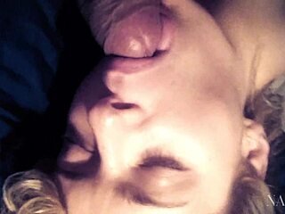 Daddy's huge cock unloads close-up facial creampie on my pretty stepdaughter's submissive face!