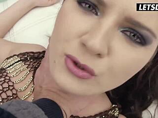 petite francesca dicaprio anal drilled to her limit by monster cock