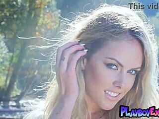 Heidi Michel bares big natural tits beach sunbath