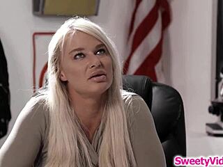 busty lesbian teacher licks eager student pussy