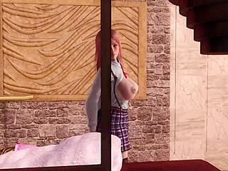 i can't stop staring at honoka's big ass and tits in that tiny skirt during her steamy shower tease