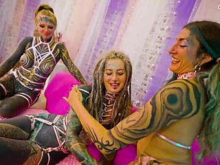 3 inked punk girls gangbanged hard by 2 monster cocks orgy 😈💦