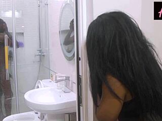horny ebony housewife bends for househelp's big black cock