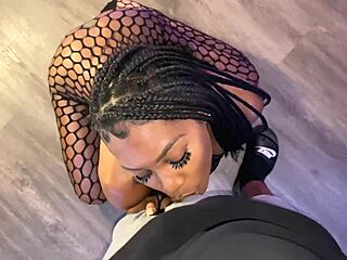 slim ebony gulps sloppy bbc facial