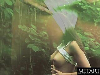 Sexy brunette beauty fingers tight pussy outdoors forest 🔥😍