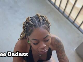 public balcony rimjob has tinee badass screaming as she's pounded hard