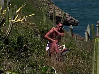 Blonde's Wild Beach DP Threesome with Strangers!