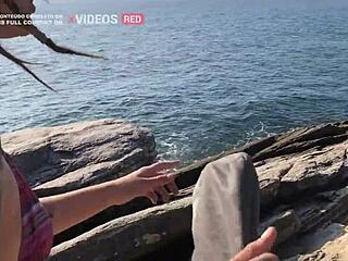 trip incrivel public fun in ilha bela, brunette brazilian bodybuilder bends over big cock, cowgirl ride, cumshot facial... ughh so hot!!