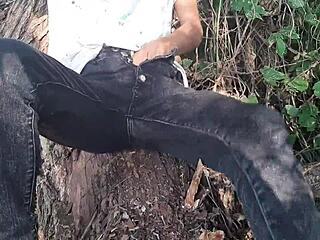 i risk public forest masturbation in clothes for explosive orgasm