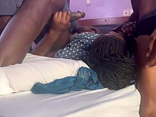 Amateur girl gets both holes stuffed in quick rough group bang