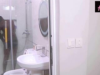 horny ebony housewife bends for househelp's big black cock
