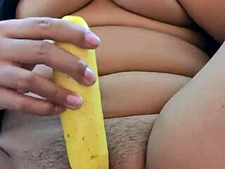Beautiful latina cramming cucumber deep in shaved pussy?