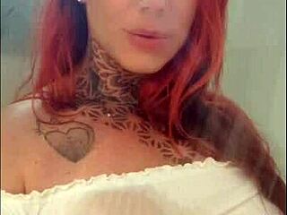 ruiva's big ass clit teases in sensual shower bath