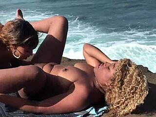 Pornstars Nina Rivera And Porsha Carrera Lick Juicy Pussies On Beach