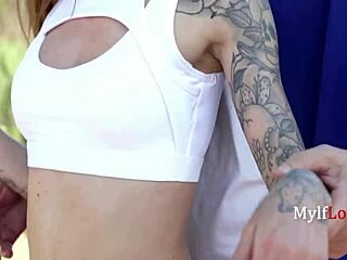 Petite athletic milf in gloves loves shaved pussy play