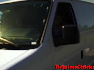 hey this stranded teen gets dominated hard in the van