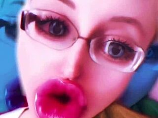 check out this dollification sissification with huge pink lips glasses fetish