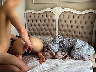 big ass girlfriend's romantic bareback ride in dorm heats up