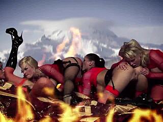 Angel Dark, Carly, Nataly D'Angelo, Michelle Thorne in Hot Lesbian Foursome!