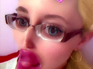 check out this dollification sissification with huge pink lips glasses fetish