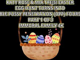 Mia Trejsi begs monster cocks for outdoor double creampie pussy pounding in egg hunt threesome