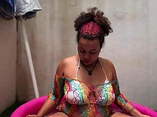 bbw doing yoga by pool lets out farts barefoot huge tits