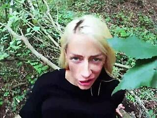 hot blonde milf risks outdoor sex with stranger pov