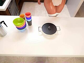 blonde bimbo doll bent over sucks big cock doggystyle