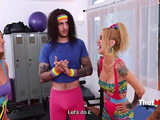 Fitness housewives gym threesome pounded by one guy thatmylf