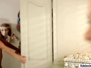 blonde lesbian grinds pussy on stepsis face