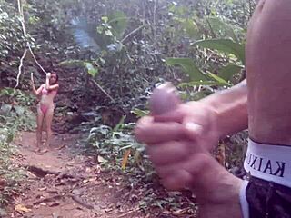 caught jerking off on trail as girl watches me intensely horny!