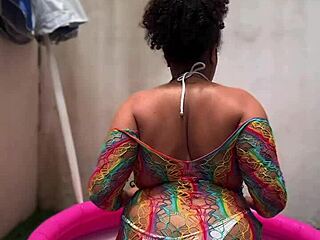 bbw doing yoga by pool lets out farts barefoot huge tits