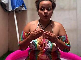 bbw doing yoga by pool lets out farts barefoot huge tits