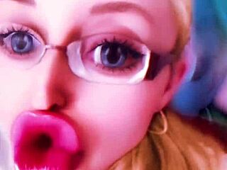 check out this dollification sissification with huge pink lips glasses fetish