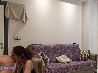 Girlfriend's strapon stretches your tight ass while she spits and spanks