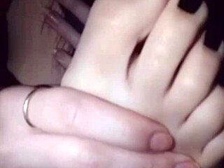 polish lesbian worships her own black nail polish feet