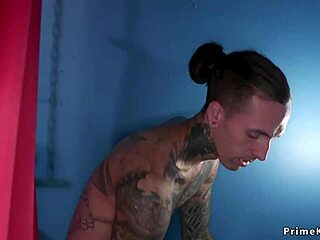 busty alt slut rams strapon deep in bound male slave's ass