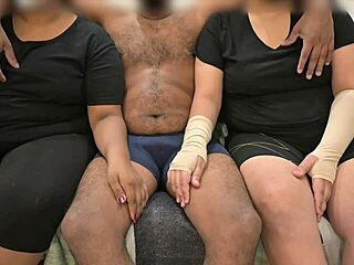 me and wife gave friend epic threesome handjob together damn