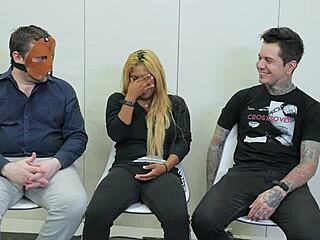 Bound teen gags on cock rimming before rough anal ass-to-mouth in bdsm threesome!