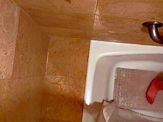 I caught my stepsister masturbating hard in the bath, she's squirting wet!