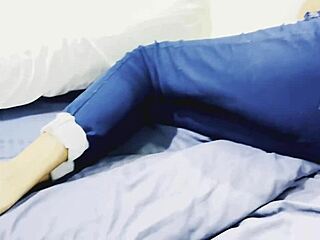 Drunk indian college girl fingers pussy boobs after dorm party fun.