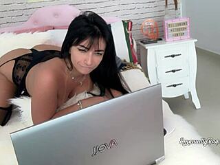 Caught Emanuelly Raquel vibing with toy while viewing clips
